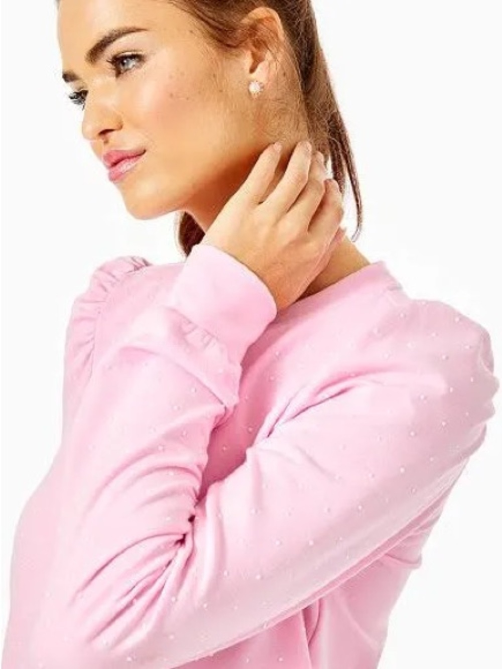 Lilly Pulitzer Pink Pearl-Embellished Crewneck Top
